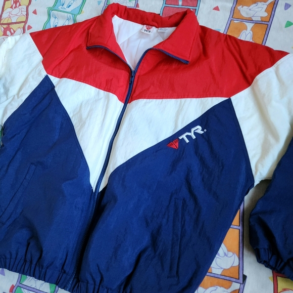 Vintage TYR Sport Color-Blocked Varsity Bomber Jacket - Picture 3 of 5